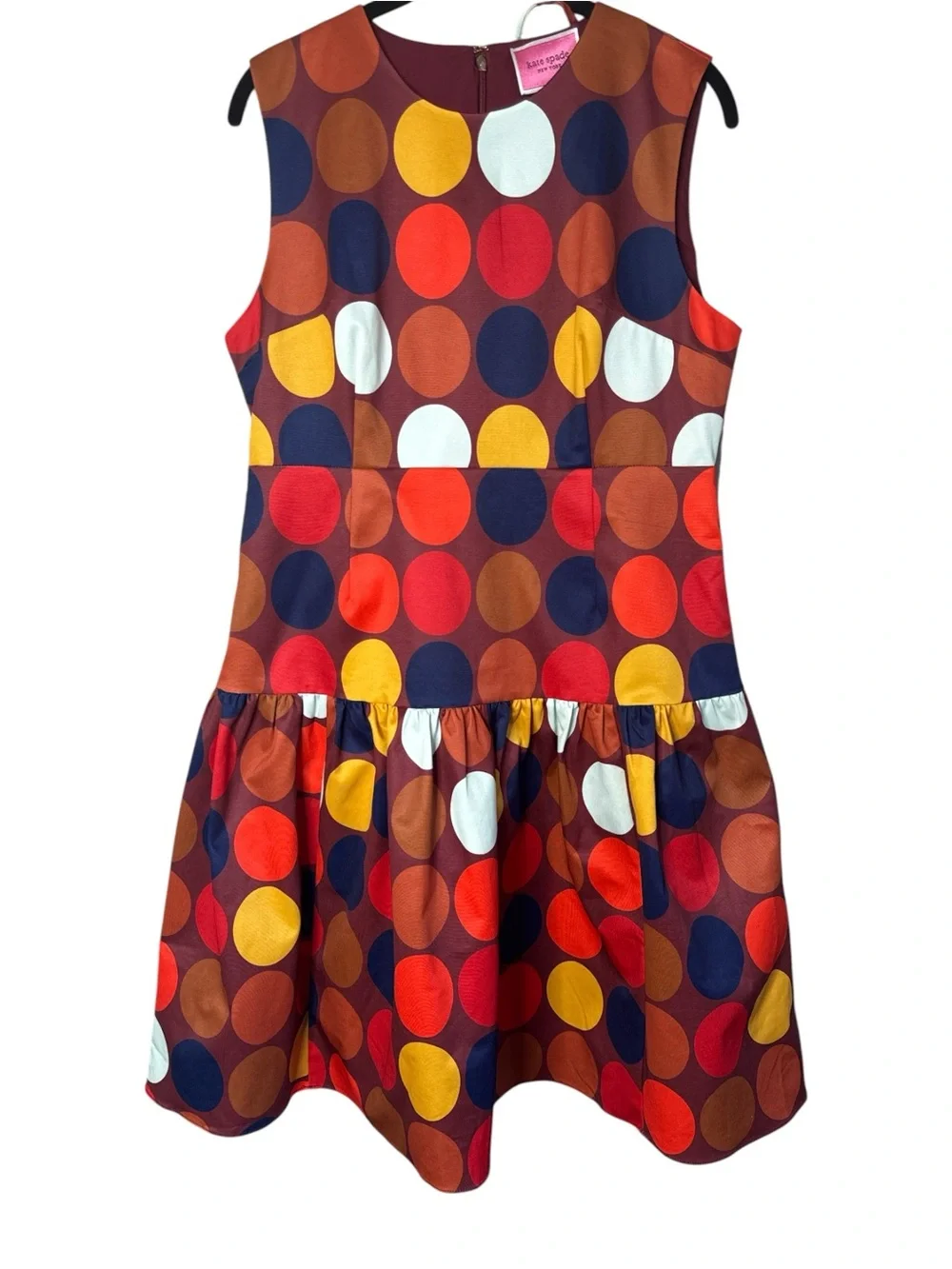 Kate Spade Dot Party Julia Faille Dress Colorful Polka Dot Fit & Flare Size 14